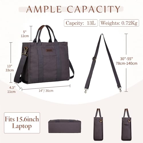 Image of VASCHY Canvas Tote bag, Casual Reusable Work Totes for Women Teachers with Zippers Pockets Crossbody Shoulder Bag Purse