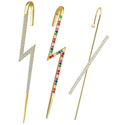 Ear Wrap Earrings - Crystal Craved Gold-tone Crawler Hook Earrings Classic Rhinestone Piercing Ear Cuff for Women Girls Hook Earrings