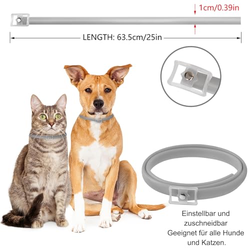 DEWEL 63.5cm Leuchtendes Zeckenhalsband für Hunde, Zeckenhalsband Leuchthalsband Hund Verstellbar Floh-und Zecken Prävention Halsbänder Wasserdicht Fluoreszierendes Flohhalsband gegen Ungeziefer