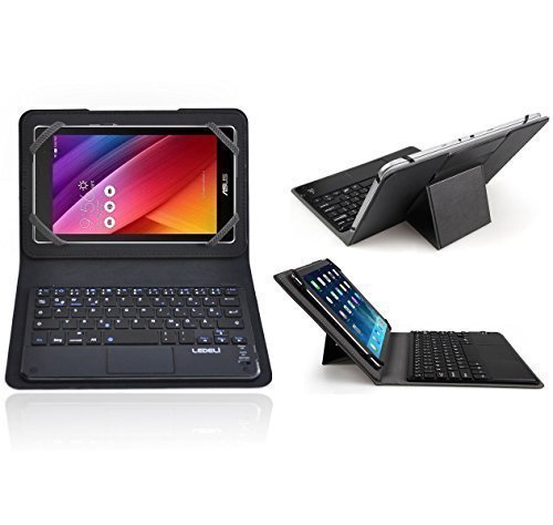 Ledeli Bluetooth inalámbrico QWERTZ alemán Teclado para 7 "y 8 comprimido Funda Protectora Case Carcasa Bolsa Estuche Carcasa Negro Negro per ASUS ZenPad 7.0