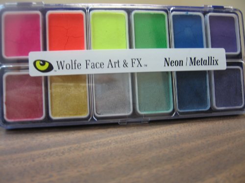 Wolfe 12 Color Palette/Face Paint Kit Neon/Metallix