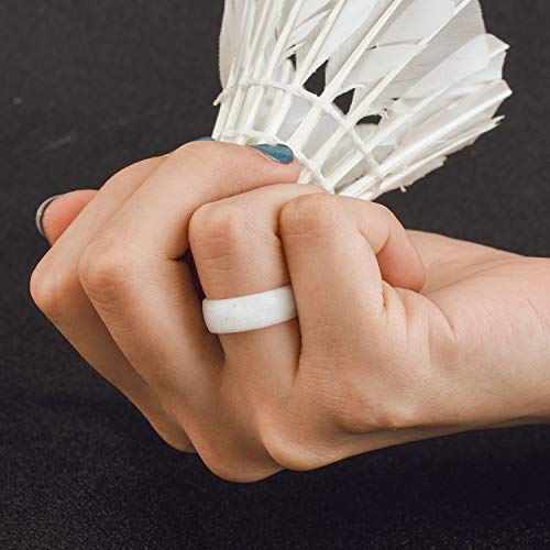 Image of Egnaro Women's Silicone Statement Rings, 5.2mm Wide 2mm Thick Rubber Printed Floral Wedding Bands For Her Size 4-12