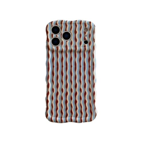 RNOZX iPhone 14 Pro Max�p ���O�W���A���[ �X�g���C�v �E�F�[�u �J�[�� �t���[�� �X�}�z�P�[�X �\�t�g �R���g���X�g �J���[ �J�o�[ (iPhone 14 Pro Max/zhong lan�p)