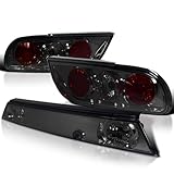 SPEC-D TUNING Smoke 3PC Tail Lights + Center Trunk Piece Light Compatible with 1989-1994 Nissan 240SX S13 Hatchback