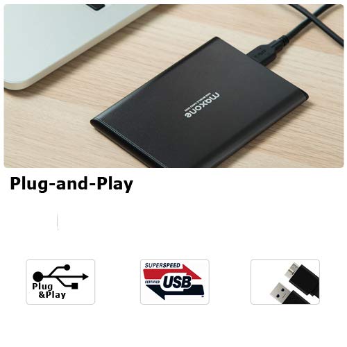 Maxone 500GB Ultra Slim Portable External Hard Drive HDD Compatible with PC, Laptop, Grey - Image 3