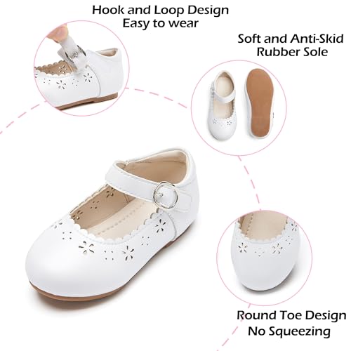 Image of PHIRAMIN Toddler Flower Girl Dress Shoes - Little Girl Mary Janes Flats Wedding