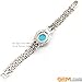 GEM-Inside Semi Blue Dyed Turquoise Link Bracelet Oval Beads Tibetan Silver Marcasite 7 Inches