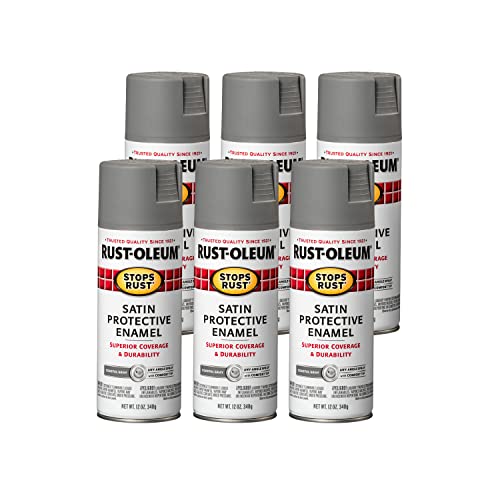 Image of Rust-Oleum 312819-6PK Stops Rust Spray Paint, 12 oz, Satin Coastal Gray, 6 Pack