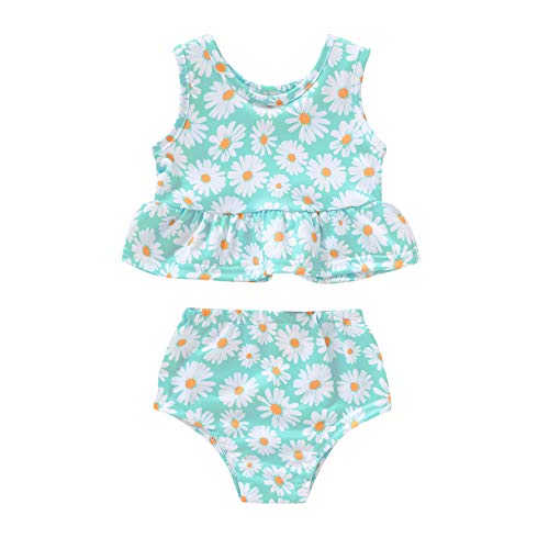 Image of YOUNGER TREE Toddler Baby Girls Summer Swimsuit Sleeveless Striped Swimwear Two-Piece Suit Beach Bikini