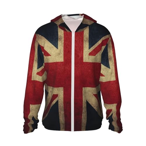 UPF 50+ Sun Protection Hoodie Rash Guard Long Sleeve Sun Shirt British Flags UV Shirt Full Zip Jacket
