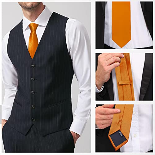 Image of Luckyvestir Mens Tie Solid Satin Neck Ties 3.15'' Formal Necktie for Wedding Business Christmas Father's Valentine's Day Gift