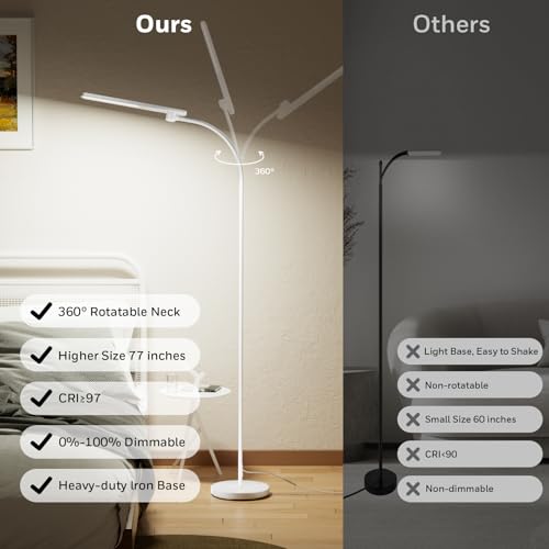 Image of Honeywell LED Floor Lamp Dimmable Gooseneck Reading Living Room Bedroom 77 inch