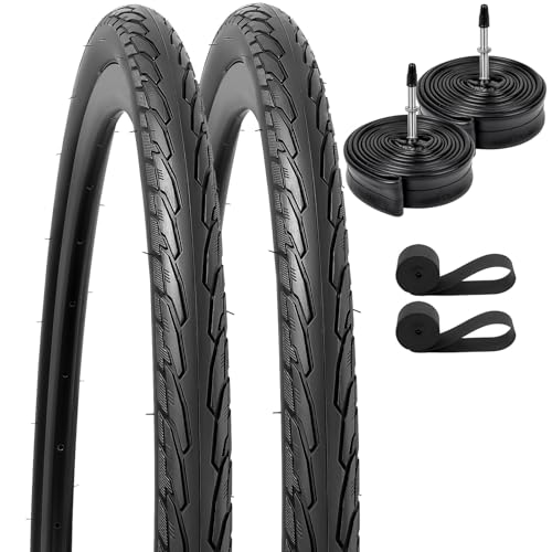 YunSCM 2本セット,700 38c タイヤ,700x38c 40-622 自転車タイヤ+ 700x35/43c チューブ 仏式バルブ48mm 肉厚+リムテープ+タイヤレバ,適用700x38c ロードバイク、クロスバイク,Y-2109