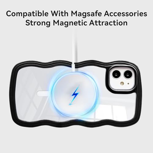 Coque iPhone 11 compatible MagSafe en silicone transparent noir