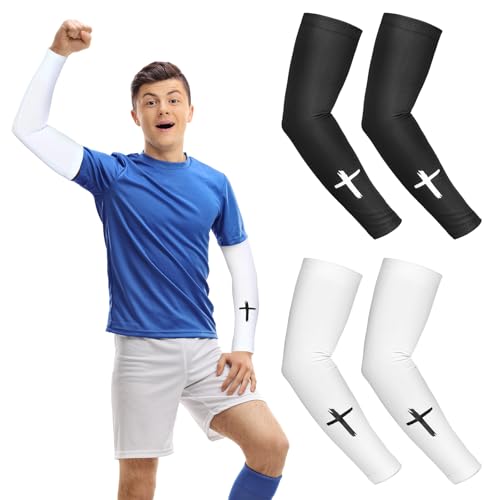 Bunnycool 2 Pairs Cross Arm Sleeve Baseball Ice Cream Football Compression Arm Sleeve Youth...