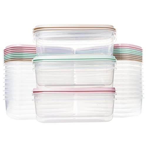 QILZO Pack de 24 Fiambreras de Alimentos 700ml, Recipientes de plástico para comida, Sin BPA, Recipiente Apto para Microondas, Lavavajillas, Congelador, Recipientes con Tapa