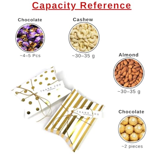 Image of SATYAM KRAFT 60 Pcs Golden Decorative Folding Paper Gift Boxes | For Wedding Return, Birthday, Engagement, Function Return Gifts | Fancy Packaging for Chocolates, Dry Fruits (White & Golden)