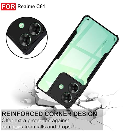 Image of Zapcase Back Case Cover for Realme C61 | Compatible for Realme C61 Back Case Cover | Clear Case with Camera Protection | (TPU + PC | Matte Black)