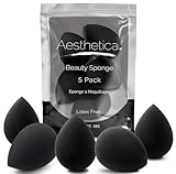 Aesthetica Cosmetics Beauty Sponge Blender - Latex Free and Vegan Makeup Sponge Blender - For Powder, Cream or Liquid Application (5 Pack)