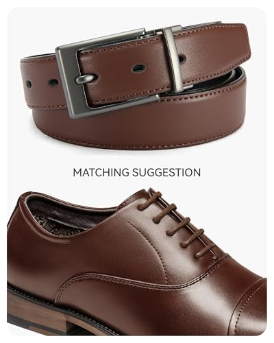 Image of CHAOREN Reversible Belt Men 1 Piece - 1.25 inch Leather Dress Belt - Trim to Fit for Elegant Style
