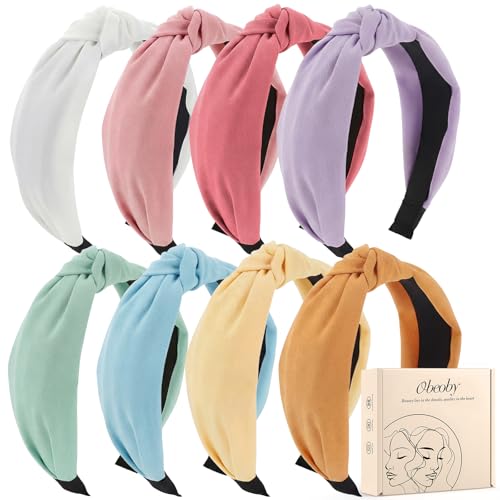obeoby 8Pcs Girls Headbands Knotted Headbands for Teen Girls Bachelorette Christmas Pool Party Outfit Light Multicolor Series Summer Hairband Hair Accessories Trendy Stuff