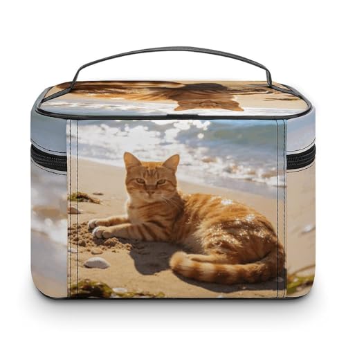 Bolsa de cosméticos portátil e impermeable con compartimentos grandes 3