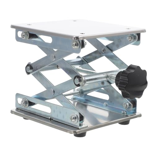 BUGUUYO ステンレス製ラボジャック昇降台 手動操作 高耐久リフトテーブル 実験室用高さ調整プラットフォーム 多用途ラボスタンド