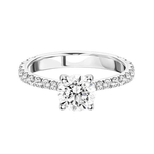 1.50/2.50 Cttw Round Brilliant Cut Lab Grown Diamond and Moissanite Engagement Ring 14k White/Yellow Gold (D-E/VS, D-E/VS) | Comes With Gift Box2