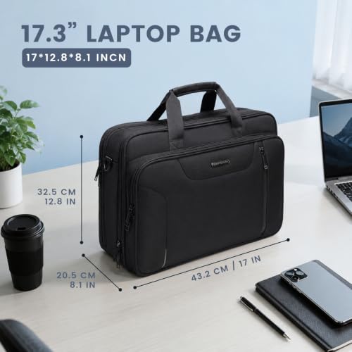 Image of EMPSIGN Laptop Bag Briefcase, 17.3 Inch Computer Bag Expandable Laptop Case for Men, Water Repellent Shoulder Messenger Bag for Work Business Travel Office-Black /Grey
