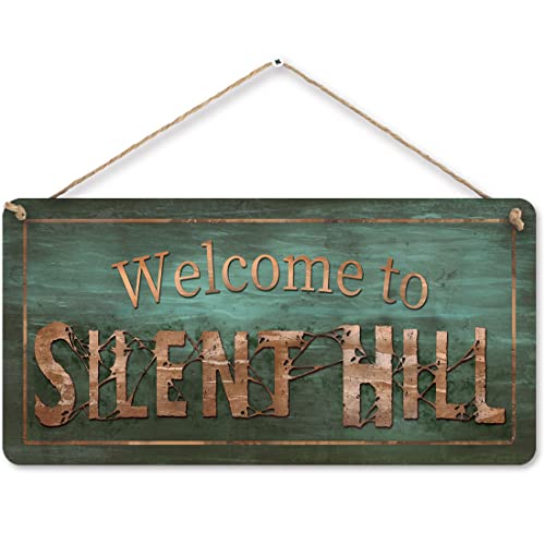 flinelife Welcome to Silent Hill Sign, 12 x 6, Horror Movie Sign, Wreath Sign for Indoor Outdoor Use