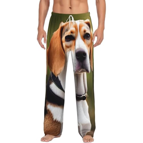 Pantalon de pyjama pour homme imprimé Beagle en polaire contre le froid nocturne