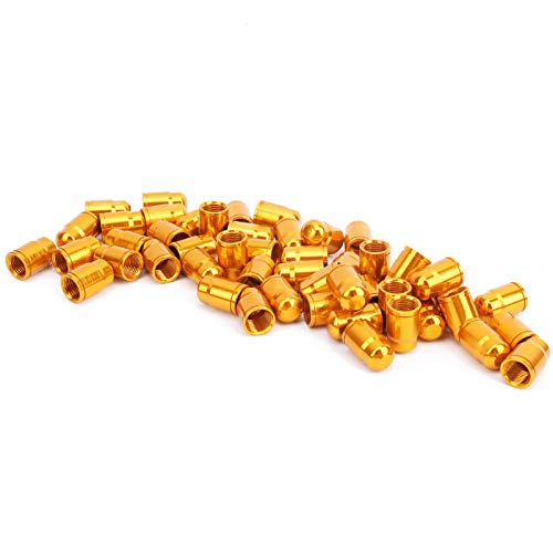 50 Piezas Tapas de Válvula Schrader para Bicicleta de Aleación de Aluminio, Color Dorado miniatura 4