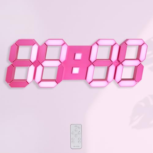 KOSUMOSU Pink LED Clock Wall Clock 15