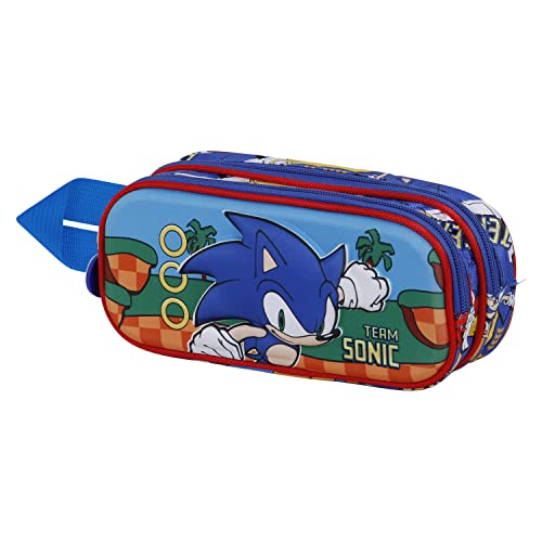 Karactermania - Estuche Portatodo Doble 3D Sonic Team Sonic Multicolor En Oferta Sonic The Hedgehog - Sega 5650, Estuche Portatodo 3D Doble Team Unisex Niños, Azul (Blue), Talla Única