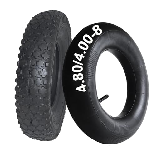 4.80/4.00-8 Tire and Inner Tube 4.80 4.00-8, 4.80-8, 4.00-8 Tire Inner Tube for Wheelbarrows, Yard Trailers, Mowers, Hand Trucks and More