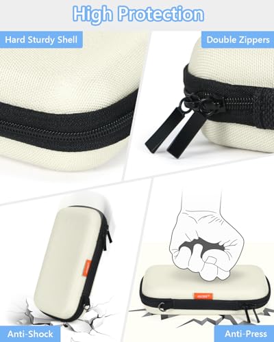 Image of Off White Small Hard Carrying Case, Portable Tech Organizer Pouch
