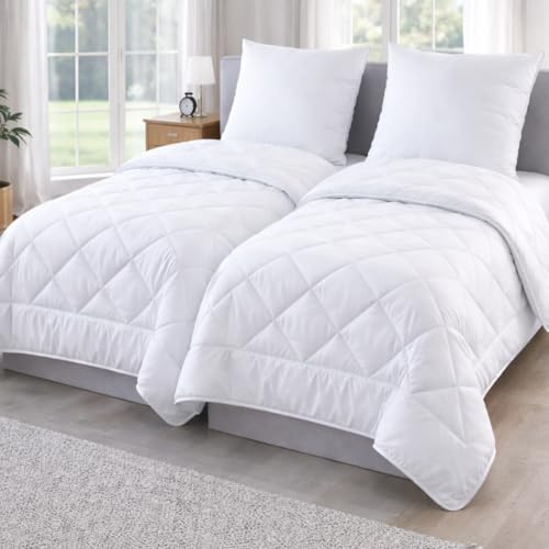MALIKA Doppelpack Bettdecke 135x200 inkl. 2X Kopfkissen 80x80 - Ganzjahresdecke - Waschbar Schlafdecke - Duvet - Bettdecke 2er Set