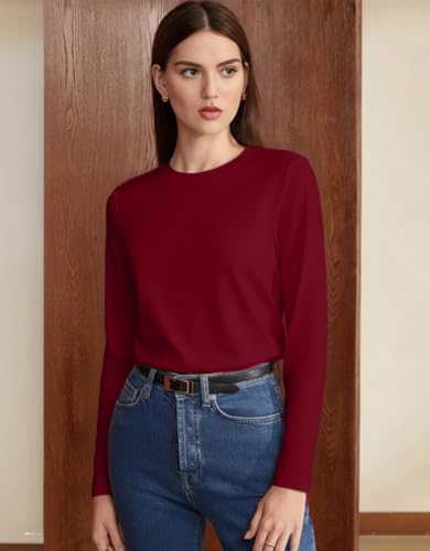 Image of JUNEBERRY Pure Cotton Round Neck Regular Fit Core Fashion Solid Full Sleeve T-Shirt for Women & Girls (Colors: Black, Cork, Green, Navy, Swanwhite & White)