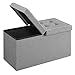 SONGMICS Sitzbank mit Stauraum, Sitztruhe mit Klappdeckel, Aufbewahrungsbox, faltbar, max. statische Belastbarkeit 300 kg, 80 L, 76 x 38 x 38 cm, Leinenimitat, hellgrau meliert LSF41G