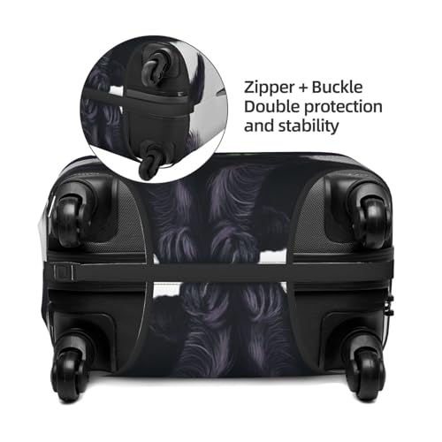 Black Cat Wearing Purple Witch Hat Elastic Travel Luggage Covers Dustproof Scratch-Resistant Suitcase Protector Fit 22-24 Inch2