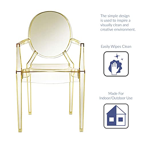 Modway Casper Modern Acrylic Stacking Kitchen And Dining Room Arm Chair In Yellow - Fully Assembled #TOP5