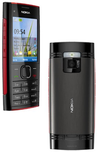 Nokia X2-00 Téléphone portable GSM/GPRS/Bluetooth Noir/Rouge
