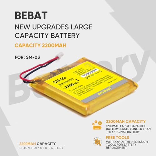 Image of 2200mAh SM-03 Replacement Battery for Sony WH-1000XM3 /WH-1000XM4 /WH-XB900N /WH-H910N /WH-CH710N Bluetooth Wireless Noise canceling Stereo Headset SM-03 SP 624038