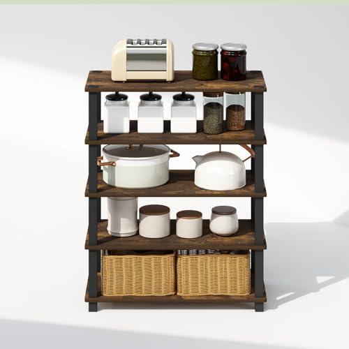 Image of Furinno Turn-S-Tube Storage Shelves Set of 2, 3-Tier Stackable Standing Shelf, Open Corner Shelf, for Organization and Storage, Living Room, Garage, Home Office, Amber Pine