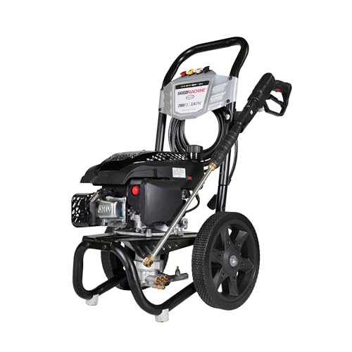 Image of Simpson Clean Machine 2900 PSI Gas Pressure Washer, 2.4 GPM, 25-ft Hose | Gas Power Washer For Homeowners. Axial Cam Pump, 25' Hose, Siphon Hose, 5 Nozzles. 49-State Compliant. CM61455