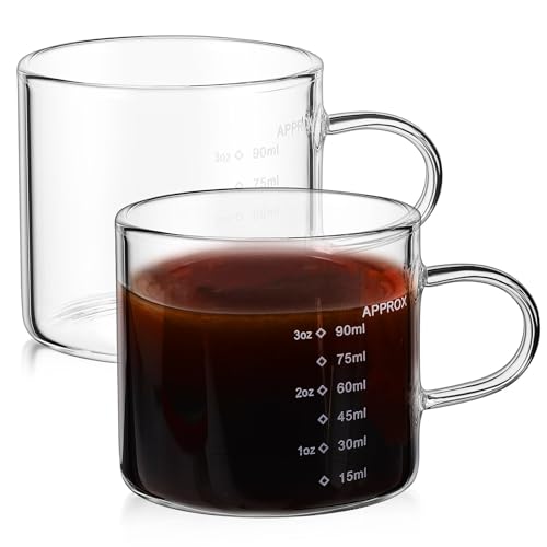 ABOOFAN 2 Pcs Espresso Glasses Small Glass Pitcher Espresso Measuring Cup Espresso Shot Glasses Coffee Measuring Cup
