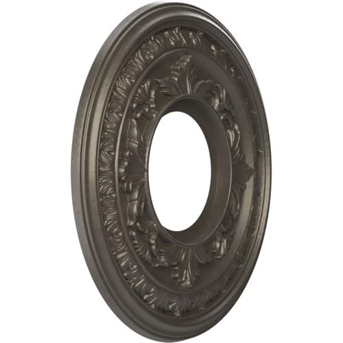 Image of Ekena Millwork CMP10BADST Baltimore Thermoformed PVC Ceiling Medallion (Fits Canopies up to 4 1 /4 inch), 10 inchOD x 3 1 /2 inchID x 3 /4 inchP, Universal Aged Metallic Weathered Steel