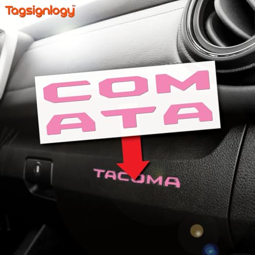 Image of (2 Sets) Prime Series UV Weatherproof Vinyl Decals for Glove Box Dashboard Letter Inserts Compatible fits Tacoma 2016-2023 (Gloss Light Pink)