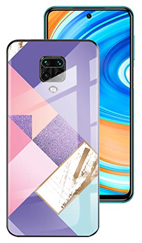 Redmi Note 9s Case Glass Compatible with Xiaomi Red mi Note 9 Pro Phone Cover PC Rubber Silicone xaomi xiomi Note9 S 9pro Bumper Marble Slim Thin for Redmi Note9s/Note9Pro 6.67inch-Purple