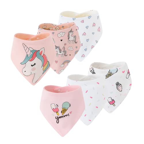 Insular Baby Bibs Baby Bandana Drool Bibs 100% Cotton For Boys Girls Unisex For Teething And Drooling, 6 Pack (Ice Cream&Horse) #TOP8